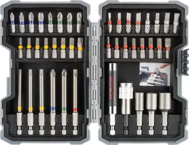 Jeu d'embouts de tournevis à percussion Bosch 43 pièces avec embouts à code couleur.