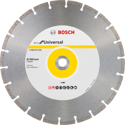 Disque à tronçonner diamanté Bosch ECO Universal 300 mm.