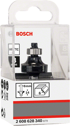 Fraise à canneler 6mm, R1 3,2mm, D 6,35mm, L 9,1mm, G 40mm Bosch