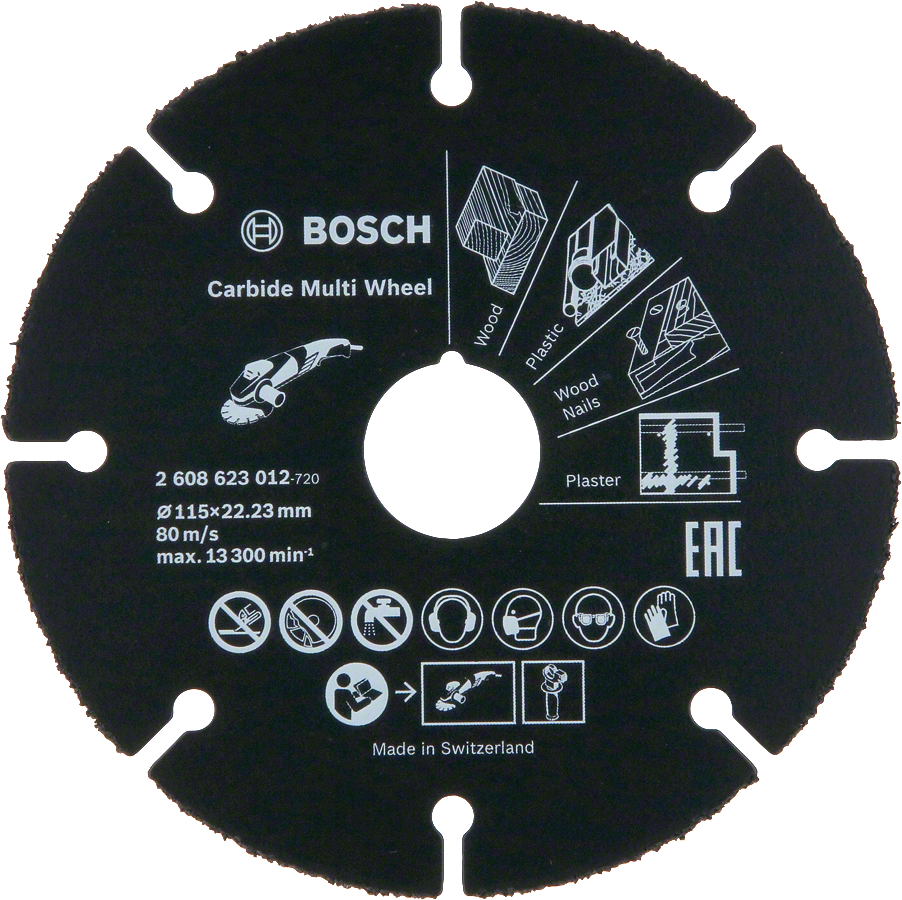 Disque à tronçonner Bosch Carbide Multi Wheel 115 mm pour bois, plastique, clous, plâtre.