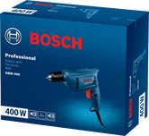 Emballage de la perceuse rotative Bosch GBM 400.