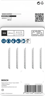 Lames de scie sauteuse Bosch PRO Metal T123XF 100 mm, 5 pièces.
