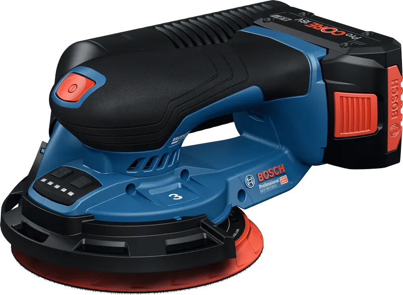 Ponceuse orbitale aléatoire sans fil Bosch GEX 18V-150 avec bac à poussière.
