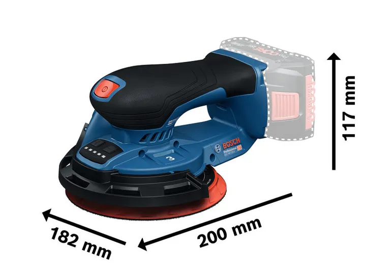 Ponceuse orbitale sans fil Bosch GEX 18V-150 avec protection des bords.
