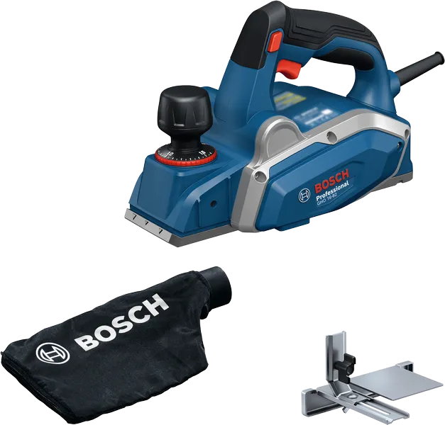 Raboteuse professionnelle Bosch GHO 16-82 avec sac à poussière.
