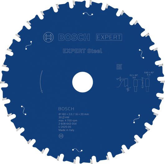Lame de scie circulaire Bosch EXPERT Steel, 160 mm T30.