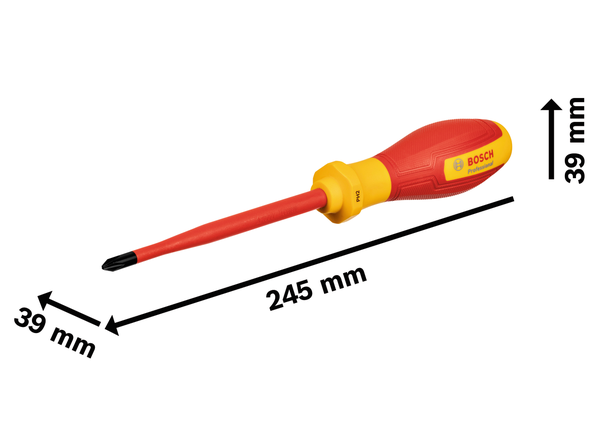Tournevis isolé Bosch VDE PH2x125, longueur 245 mm.