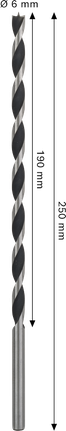 Foret à pointe brad pour bois Bosch PRO 6 x 190 x 250 mm.