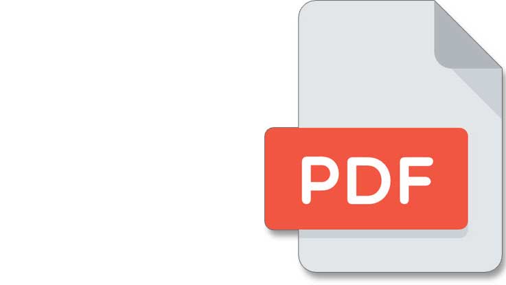 رمز PDF أحمر أمام خلفية بيضاء.