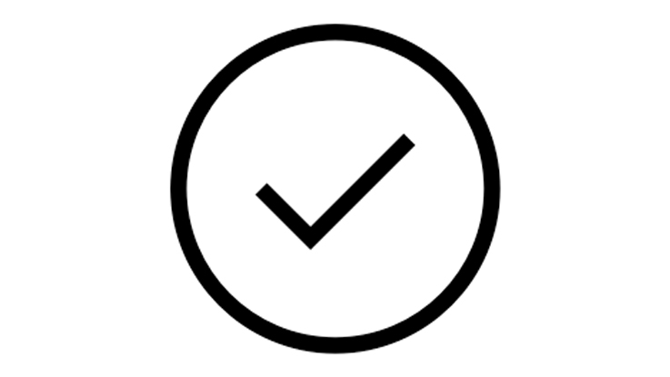 Черная галочка в круглой белой окружности.