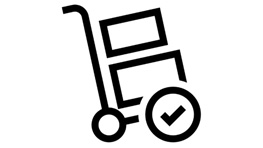 Чорний ручний візок з двома ящиками та гачком на колесі.