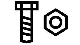 Гвинт і гайка в чорному та білому на світлому фоні.