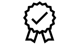 Чорний символ для нагороди з галочкою посередині.