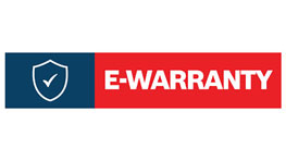 E-Warranty logo in blue and red with a shield symbol.