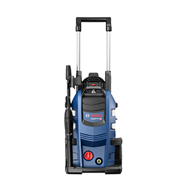 Un limpiador de alta presión Bosch Professional azul con mango y manguera.