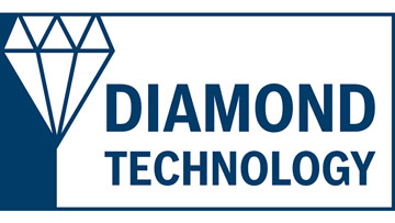 Логотип Diamond Technology з стилізованим діамантом синього кольору.