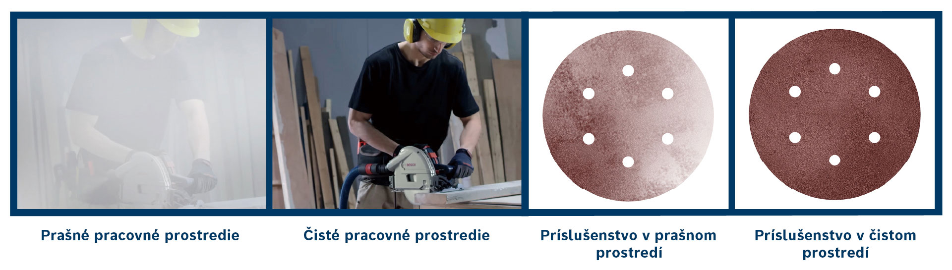 Remeselník s žltou ochrannou prilbou používa pílu Bosch.