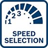 Symbol Bosch Professional pokazuje wybór prędkości z trzema poziomami.