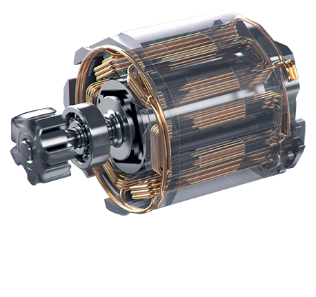 Прозорий моторний агрегат Bosch Professional з мідними проводами.