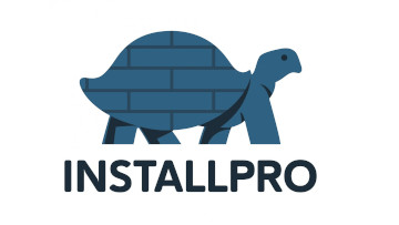 Logo van InstallPro: een gestileerde schildpad van blauwe bakstenen.