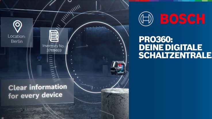 Bosch Professional PRO360 zeigt digitale Informationen in Berlin.