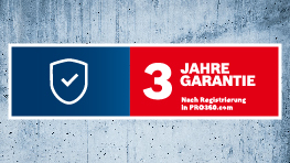 Γραφικό με 3 χρόνια εγγύηση σε μπλε και κόκκινο σε γκρι φόντο.