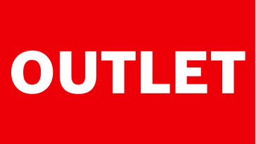 Un semn roșu cu litere mari albe care reprezintă cuvântul "OUTLET".