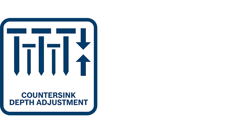 Ikon för djupinställning med pilar och linjer i blått.