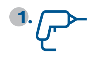 Пистолет для горячего клея Bosch Professional синего цвета на светлом фоне.