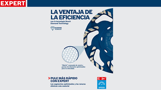 Un disco de corte de diamante Bosch Professional con detalles azules y texto.