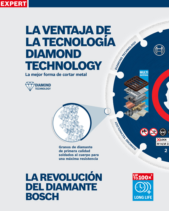 Descripción del producto Bosch Expert sobre la tecnología Diamond para el corte de metales.
