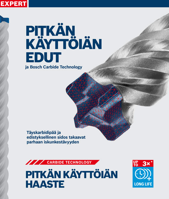 Bosch Expert -pora, jossa on karbidikärki valkoisella taustalla.