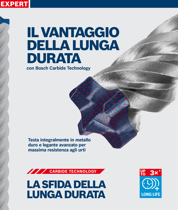 Trapano metallico Bosch Expert con tecnologia in carburo, colore argento, robusto.