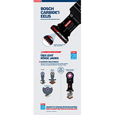 Bosch Professional multitool karbiidisaega hallil taustal.