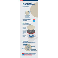 Infographie sur le meulage sans poussière Bosch avec illustrations.