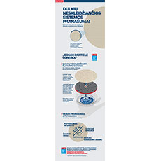 Informacinis lapas apie Bosch Particle Control, grafiškai suprojektuotas.