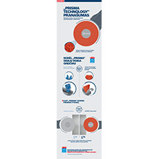 Raudona Bosch Professional šlifavimo popierius su techniniais duomenimis šone.