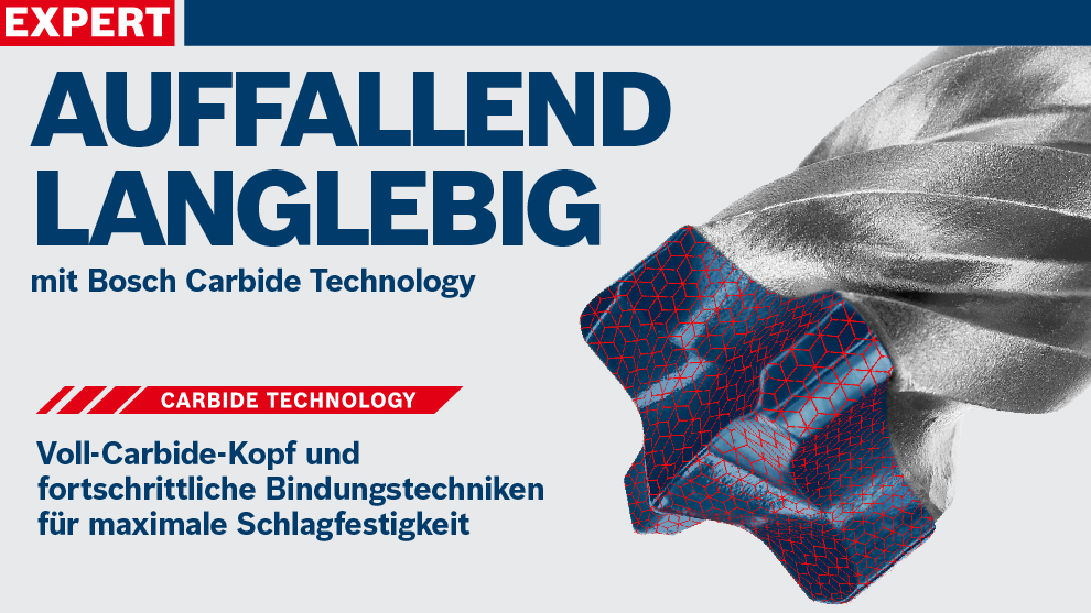 Ein Bosch Professional Bohrer mit Carbide-Technologie auf hellem Hintergrund.