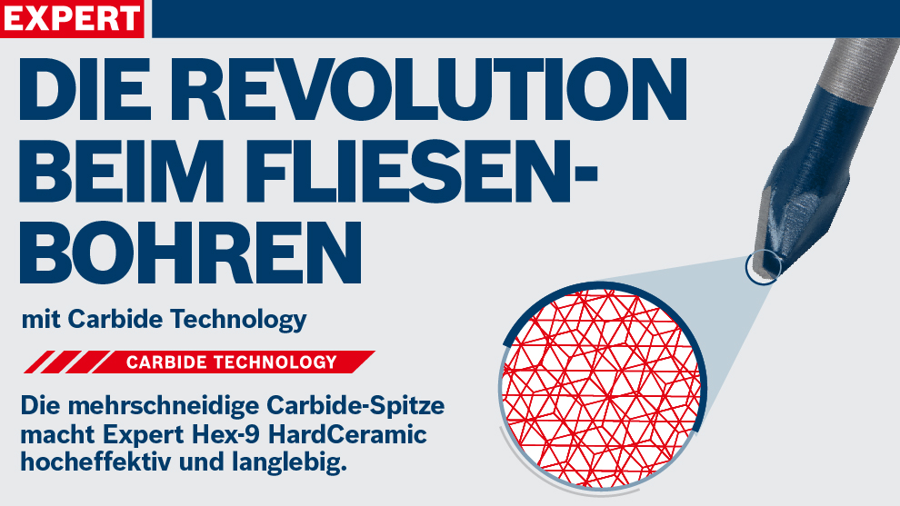 Ein Bild zeigt einen Bohrer mit Carbide-Spitze auf einer grafischen Darstellung.