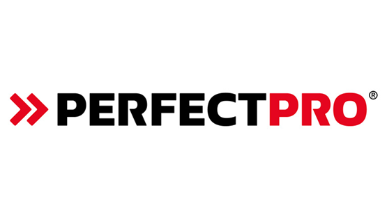 Logo PerfectPro s červeným a černým písmem.