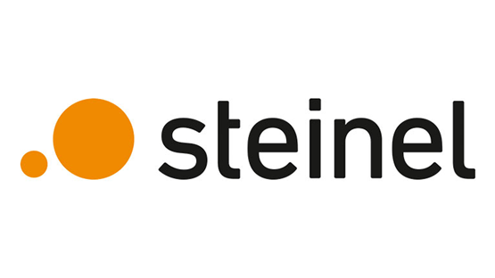 Logo Steinel s oranžovou tečkou a černým nápisem.