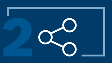 Number 2 in blue with a white sharing symbol.