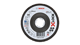 Czarna tarcza szlifierska Bosch Professional X-LOCK o gradacji 80.