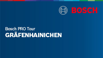Bosch-Logo oben links, blauer Hintergrund mit "PRO Tour" und "GRÄFENHAINICHEN".