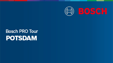 Bosch Professional Logo und Text "Potsdam" auf blauem Hintergrund.