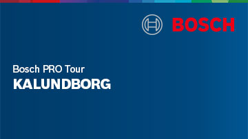 Bosch-logo, tekst "Bosch PRO Tour KALUNDBORG" på blå baggrund.