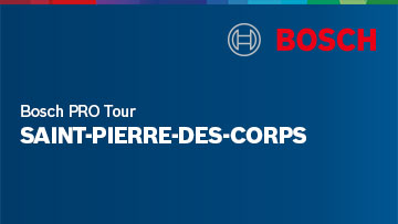 Logo de la Bosch PRO Tour en bleu et rouge, texte : "SAINT-PIERRE-DES-CORPS".
