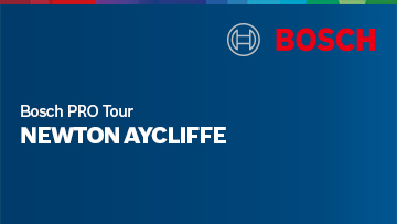 A blue background with the Bosch logo and the text "Bosch PRO Tour NEWTON AYCLIFFE" in white.
