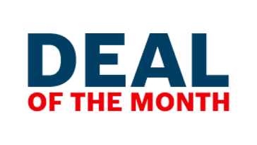 Deal of the Month in blue and red letters on a light background.