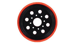 Disco de desbaste preto Bosch Professional com borda vermelha e furos.